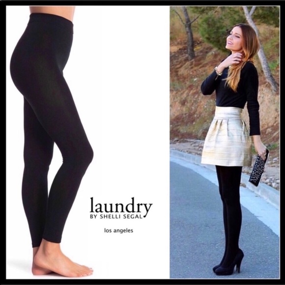 2 BLACK FLEECE LINED LEGGINGS TIGHTS A3C - Picture 5 of 15